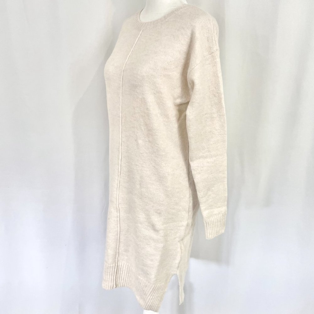 New Stitchdrop Center Seam Side Slit Long Sleeve Sweater Dress Serene Ivory XS - Picture 5 of 14